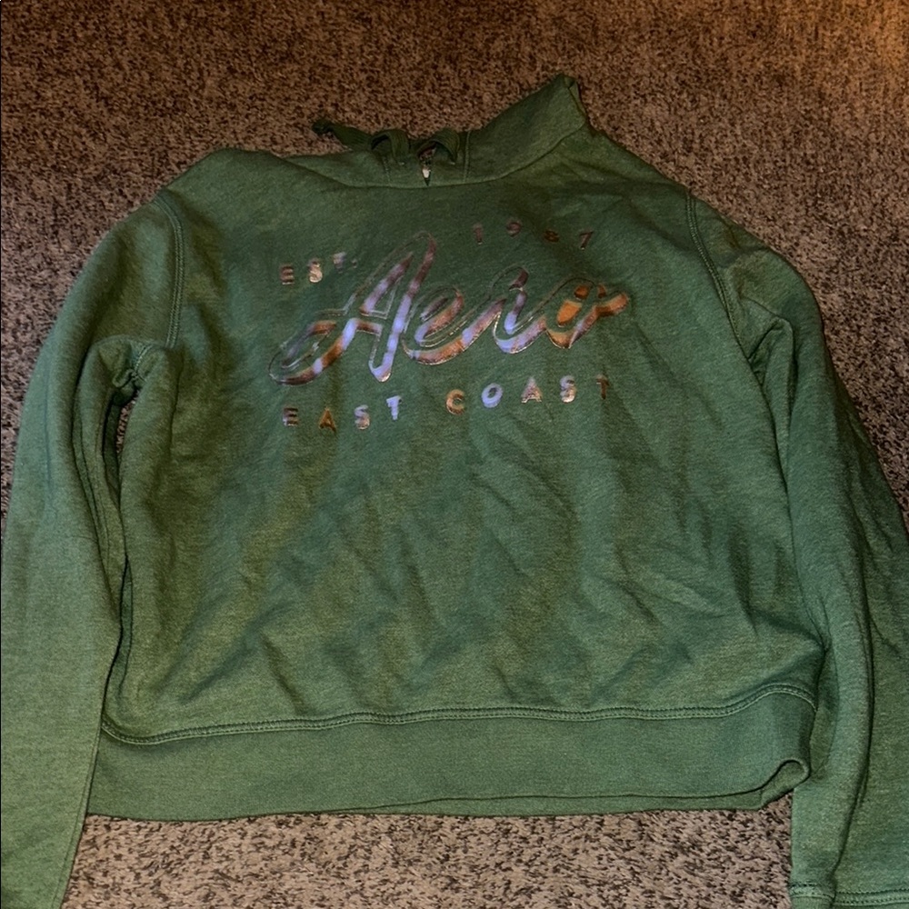 Aeropostale Green Cropped Sweatshirt with Metallic Logo